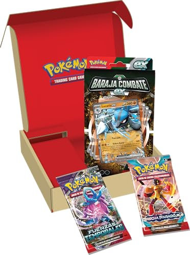 Pokémon baraja Combate ex de Lucario ex y Lote de 2 Paquetes de Mejora de JCC Pokémon (baraja de 60 Cartas Lista para Jugar)