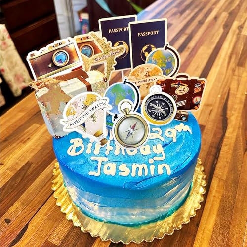 Travel Cake Topper Decorations Let The Adventure Begin Travel Theme Cupcake Toppers for Adventure Travel Birthday Baby Shower Party Decorations