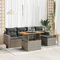 IKAYAA Gartenmöbel Set mit Stauraum Gartenlounge mit Stauraum Balkon Lounge Gartensofa Rattan gartenmöbel Balkon Möbel Wetterfest mit Kissen Poly Rattan-Grau-6-tlg