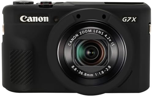 Elonbo for Canon PowerShot G7 X Mark II Digital Camera Silicone Case, G7 X Mark ii Camera Soft Rubber Protective Case, G7 X Mark 2 Soft Skin with Detachable Lens Cover, Black