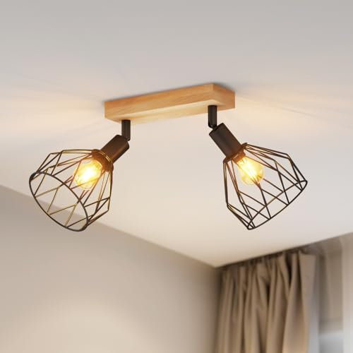 LVWIT Black Light Shade,Spot Light Fittings Ceilings,Wall Kitchen Lights with E14,Adjustable 2 Way Spotlights Ceiling Light,Industrial Wall Lights,Ceiling Lights for Living Room(NO Bulbs)