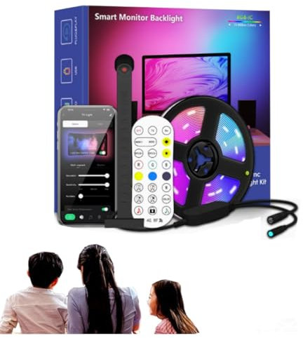 Generico Glowsync HD – Smart LED TV Backlight Strip with Real-Time Screen Sync,monitor led backlight strip lights that sync with screen color or music (Mobile phone and remote control control)