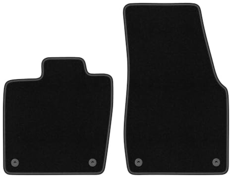 Velours-Fußmatten vorne passend für Volkswagen ID.7 2023-, Schwarz, BASIC | passend für Kombi/Liftback; dünner Velours-Teppich (Polypropylen), ca. 4 mm; rutschfest, runde Befestigungen (Typ AV)