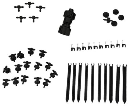 46Pc Micro Drip Irrigation Kit Nozzles Auto Watering System Tap Stake Sprinkler Irrigation Fittings Kit, Connectors for 4mm Tubing for Flower Pots Vegetables Garden Lawn Water Tape Hose Connector