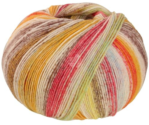 LANA GROSSA Cool Wool 4 Socks Print | Bedrucktes Merino-Sockengarn aus mehrfach verzwirnten Einzelfäden | Handstrickgarne aus 75% Schurwolle | 100g Wolle zum Stricken & Häkeln | 420m Garn FB 7770