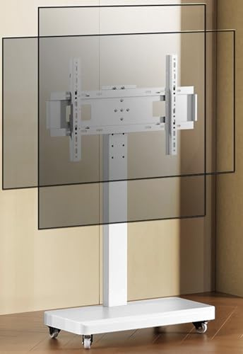 JYBNBBE Mobiler TV-Wagen auf Rädern - Tragbarer TV-Bodenständer hält, für 26-70 Zoll LED-Flachbildschirm, bis zu 100 kg, horizontal und vertikal fixierter Bildschirm,White-32-70in