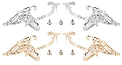 Hoite 2 Paar Elfenohren Für Erwachsene, Ohrclips, Elfenohrmanschetten, Silberne Und Goldene Feenohr-Accessoires Für Cosplay, Partys Und Zum Verschenken