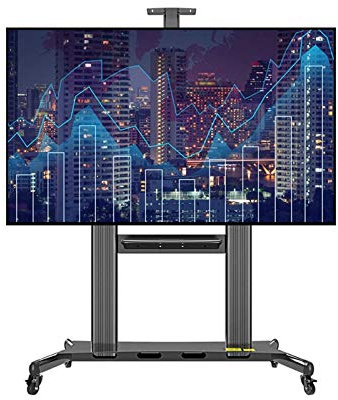 Soporte de TV móvil con ruedas – Soporte de TV ajustable para pantallas planas de plasma LCD LED de 60 a 100 pulgadas – Carrito rodante para una fácil movilidad y una experiencia de visualización