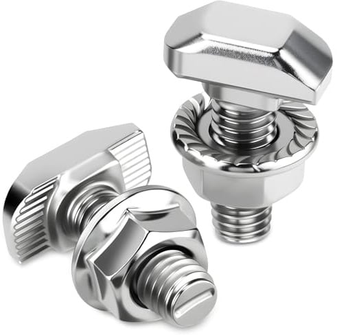 mawmuaw Hammerkopfschrauben M6x16 mm, 12 Stück Hammerkopfschraube Edelstahl A2-70 T Schrauben mit Sperrzahnmuttern Flanschmuttern M6 für Photovoltaik Montage PV Solar Montageschienen Gewächshaus