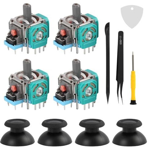Bgfaquri 4 Pièces PS5 Remplacement Joystick Anti-Dérive pour Manette PS5 DualSense – Analogique 3D Module Précis et Durables pour Réparer les Problèmes de Drift avec Outils et Accessoires Inclus