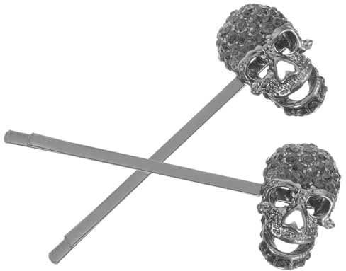 Halloween Skelett Haarspange 2 Stück mit Strass, Schwarz