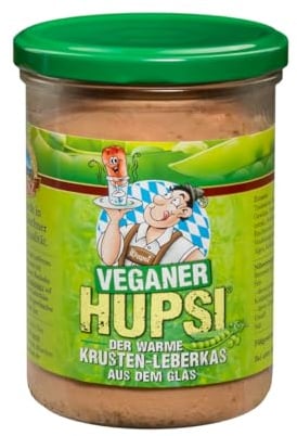 Hupsi Leberkäse im Glas original - Vegan mit hochwertigen Pflanzenproteinen 6x 280 g - In 25-30min verzehrfertig - Bayerischer Leberkas zum Aufbacken aus Familienmetzgerei in München