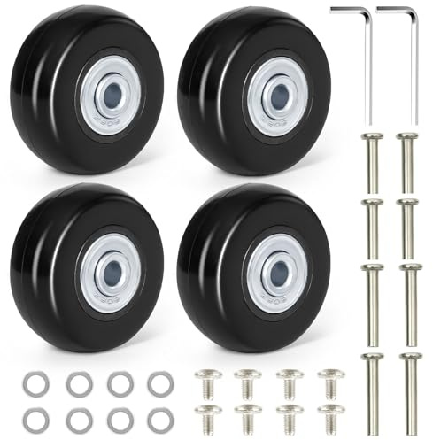 Kofferrollen Ersatzrollen, 4 Stück Koffer Ersatzrollen 50 mm x 18 mm | Titan Koffer Rollen Ersatz, Gummi Koffer Rollen Ersatz Universal Kugellager mit Ersatzteile Reparatur Set