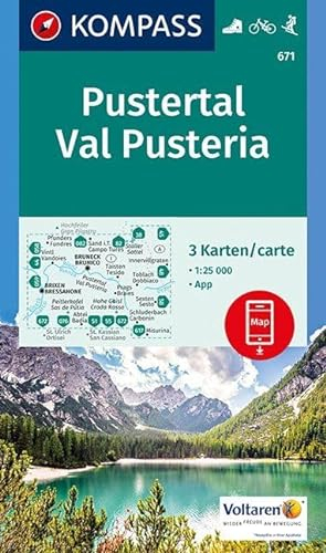 KOMPASS Wanderkarte Pustertal, Val Pusteria: 3 Wanderkarten 1:25000 im Set inklusive Karte zur offline Verwendung in der KOMPASS-App. Fahrradfahren. Skitouren. (KOMPASS-Wanderkarten, Band 671)