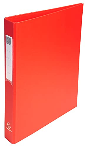 Exacompta - Ref 51385E - PP-Covered Ring Binder - Suitable for Storing A4 Documents, 4 Rings, 40mm Spine, Holds Up To 400 Sheets, Sturdy Cardboard - Red