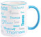 Herz & Heim® Namenstasse in verschiedenen Schriftarten 300 ml aus Keramik mit Farbauswahl Hellblau
