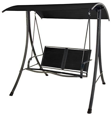 VERDELOOK Hollywoodschaukel 2-Sitzer mit Gestell aus lackiertem Metall und Abdeckung aus Polyester, 150 x 120 x 160 cm, Anthrazitgrau