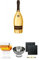 Scavi & Ray Oro Momento Gold 1,5 Liter + Scavi & Ray Hugo Glas 6 Stück + Scavi & Ray Champagnerkühler Edelstahl 1 Stück + Schiefer Glasuntersetzer eckig ca. 9,5 cm Ø 2 Stück