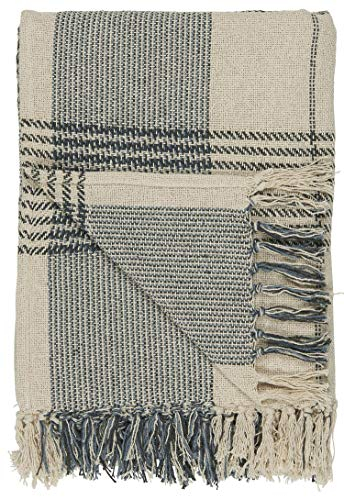 IB Laursen Decke Plaid Creme/blau Karomuster
