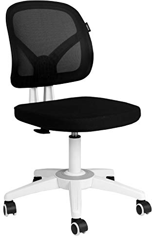 Hbada Bürostuhl Drehstuhl Schreibtischstuhl Ergonomische Rückenlehne ohne Armlehnen leicht Stuhl Esszimmerstühle Platzsparend Armless Höhenverstellung Weiß