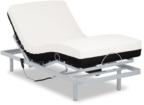 Geriafy - Pack Cama Articulada Eléctrica 90x200 cm | Colchón Ortopédico Viscoelástico 20 cm | Mando por Cable