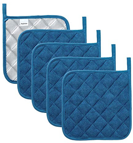 Pot Holders Buffalo Plaid Cotton Heat Resistant Potholder, Pot Holder, Hot Pads, Trivet for Cooking and Baking (5, Federal Blue)