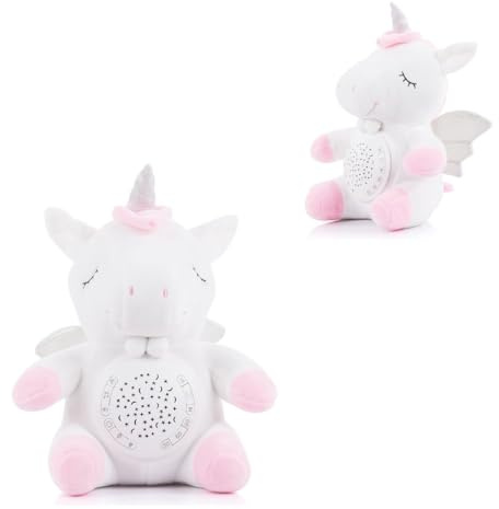 Chipolino Musik Plüschtier Einhorn 12 Melodien, Projektor mit Zwei Figuren Timer, Farbe:rosa
