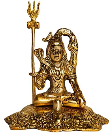 Wonder Care Shiva Statue Figuren Home Decor Lord Shiva Auto Shiva Lingam Hindu-Götter Mini-Statuen Goldfarbene Aluminiumgalvanik