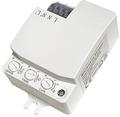 LED ATOMANT Pack 5X Detector de Movimiento por Radar HF 5.8GHz, con Sensor Luminico Regulable, Alcance 10m, Invisible, Instalacion en Interior de plafones, para LED