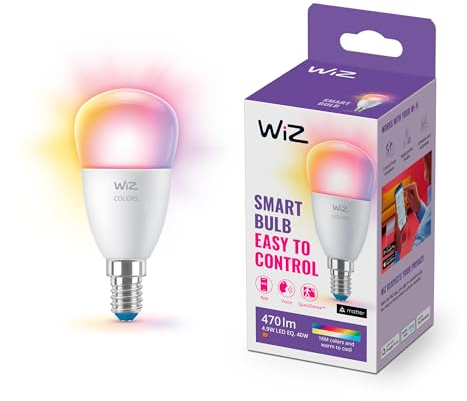 WiZ Smart LED Bulb, Colour [E27 Edison Screw] 40W, Smart LED Connected WiFi Works with Alexa, Wi-Fi/Bluetooth, 40W App Control Livingroom, Bedroom, Easy Plug and Play, packaging may vary