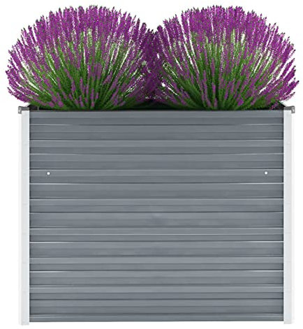 Yumeng Garten-Hochbeet, Palettenrahmen, Hochteich, Gemüsebeet, Kräuterregal Balkon, Blumenbeet, Kräuterspirale, Tomatenbeet, Pflanzhochbeet, Verzinkter Stahl 100x40x77 cm Grau