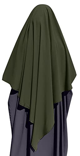 Kopftuch Damen Hijab Jersey Khimar Muslimisch Islamische Dubai Middle East Schal Scarf Halstuch Untertuch Frauen Sommer Herbst Tuch Arabische Jilbab Kaftan Ramadan Kleidung Olivgrün L