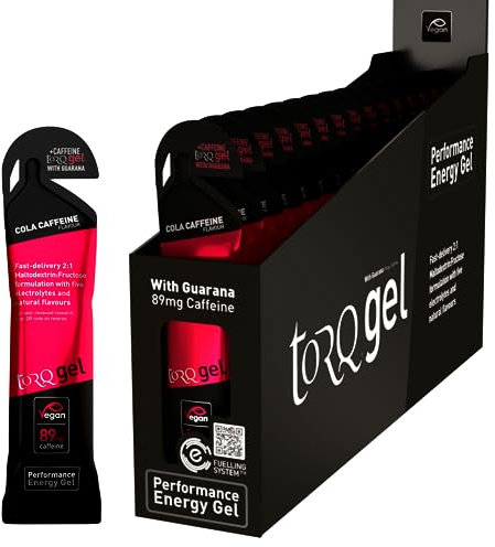 Torq Cola Energy Gel With Guarana - Caffiene - Sports, Cycling, Running Gels with 30 g Carbohydrates, Box of 15