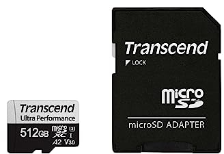 Transcend 512GB microSD mit Adapter UHS-I U3 A2 Ultra Performance TS512GUSD340S