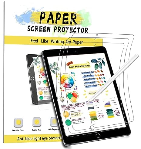 Hiins 3 Pack Papiermatte Schutzfolie 9,7 Zoll für iPad 6/5 Generation (2018/2017 Modell), iPad Air 2/1 (2014/2013), iPad Pro 9,7 (2016), blendfreie Schreibfolie zum Zeichnen, Schreibfolie