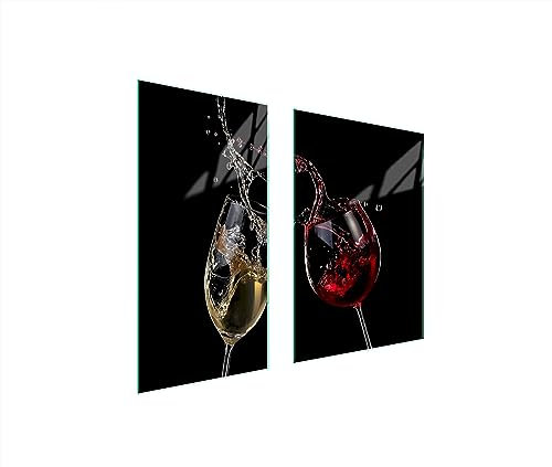 TMK ArtDeko Copri piano cottura induzione 75 x 52 cm copertura per piano cottura in vetroceramica 2 pezzi universale per piastre di cottura paraspruzzi tagliere in vetro temprato, Venni