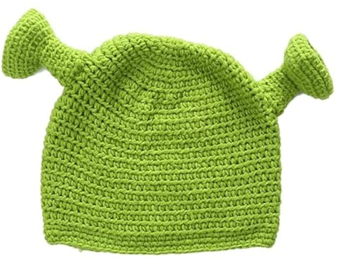 QUXING Cappello Lavorato a Mano in Lana, Shreker Cappelli Con Le Orecchie per Adulti Cosplay Prop Berretti a Maglia Cappello Lavorato a Mano Il Cap per Uomini E Donne, Herrenmütze