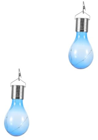 UKCOCO 2stücke Wasserdichte Solar Hängelampe Mit Blauem Gehäuse Outdoor Solar Glühbirne Für Garten Terrasse Und Camping Stunden Lebensdauer Einfach Zu Installieren