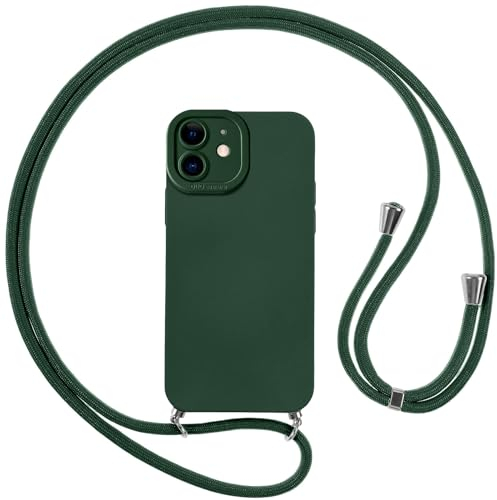Vauki Handykette Hülle für iPhone 11 mit Band, HandyHülle mit Kordel, Weich Silikon TPU Stoßfest Bumper mit Kette zum Umhängen für iPhone 11, Lanyard - Grün