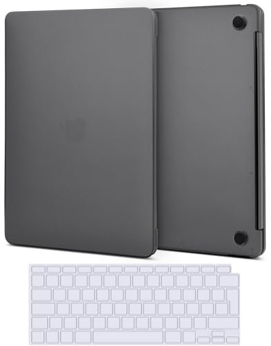 TECOOL Hülle Kompatibel mit MacBook Air M1 (A2337) / MacBook Air 13 Retina 2020 2019 2018 (A2179 A1932), Ultradünne Schutzhülle Hartschale Case mit Tastaturschutz (EU Layout), Gefrostet Space Grau