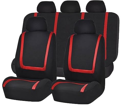 SUKORI Auto-Sitzbezug für VW ID. Buzz ID. VIZZION,9-teiliges Set Sitzbezug Komplett-Set,Komfortabler Vordersitze Rücksitzschoner Autositzzubehör,B-Black red
