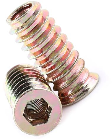 Écrous D'insertion de 20 Pièces, Entraînement à Douille Hexagonale en Acier au Carbone fileté pour Meubles en Bois (M6*25mm)