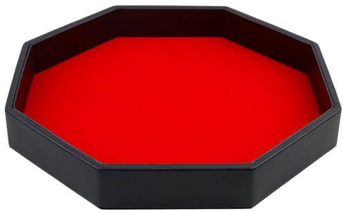 Gesserit Große Würfelschale - mit Filz ausgekleidete PU-Lederoktagon-Würfelschale für Dungeon-Crawler-Spiele, Rot