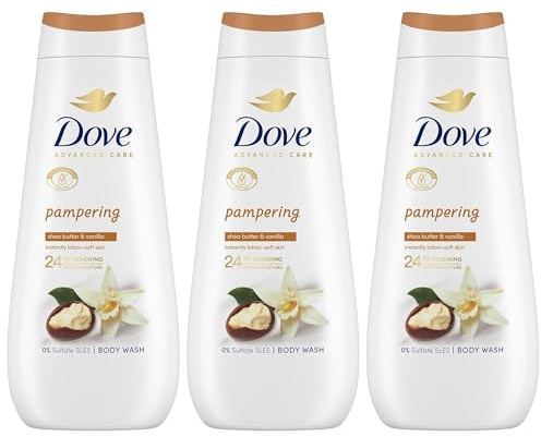 Dove Advanced Care Sulphate Free Body Wash for Women Made with Skin-Natural Nourishers and Micromoisture Provides 24 Hours Renewing Lotion-Soft Softer Skin, 400ml Pack of 3