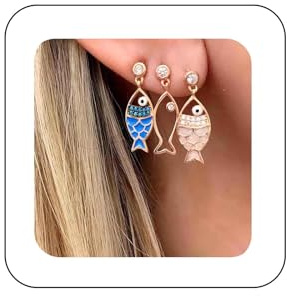 Yienate Boho Fisch Ohrringe Hohl Fisch Baumeln Ohrringe Lustig Winzig 3 Fische Ohrringe Gefüllt Klein Strass Fisch Ohrringe Statement Strand Ozean Ohrringe Schmuck Für Frauen Und Mädchen