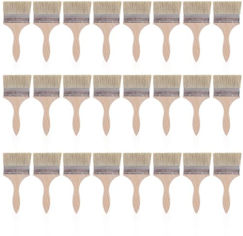 APACALI 24 PCS 4 Inch Paint Brush, Paint Brushes Decorating, Chip Paint Brushes, Wide Paint Brush, Paint Brushes for Wood, Wooden Paint Brushes for Paint, Stain, Varnish, Glue and Home DIY