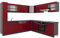 Vicco Eckküche R-Line, Küchenzeile in L-Form, Rot/Anthrazit, 257 x 277 cm J-Shape, AP Marmor