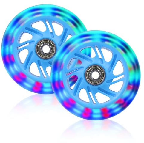 BYZESTY Leuchtende Stunt Scooter Rollen, 2 Stück Leuchtende Scooter Räder, 100mm Led Scooter Rollen Räder mit ABEC, 7 Kugellager, Stunt Scooter Ersatzräder, Rollerräder Geeignet für Allerlei Scooter