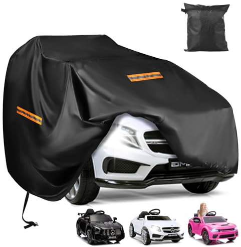 Kids Electric Car Cover,Heavy Duty 420D Oxford Kids Ride-On Toy Car Cover Waterproof,Universal Covers for Kids Electric Vehicle with Waterproof Strip,3 Reflective Strips,Windproof Buckle,Anti-UV