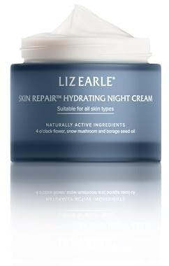 Liz Earle Skin Repair™ Hydrating Night Cream, 50ml | Powered by renewal-boosting 4 o’clock flower, plant-based hyaluronic acid and borage seed oil to replenish and hydrate skin.